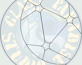 Moon & Stars Simplified Stained Glass Pattern JPG and PDF Digital File | Night Sky Suncatcher | Digital Pattern | Glass Art