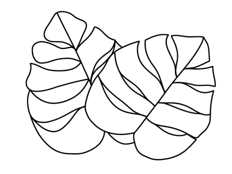 Monstera Leaves Stained Glass Pattern PDF Digital File Etsy