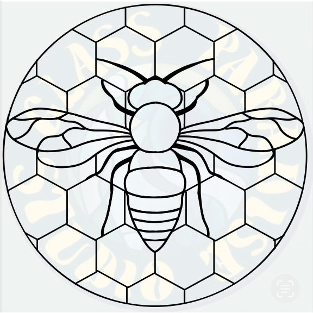 Bee Hive Stained Glass Pattern PDF Digital File - Etsy bee-hive-stained-glass-pattern-pdf-digital-file-etsy