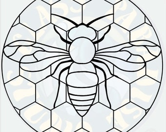 Bienenstock Glasmalerei Muster PDF Digitale Datei