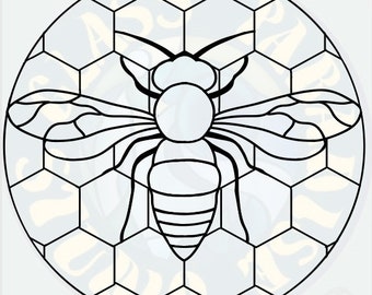 Bee hive Stained Glass Pattern PDF Digital File