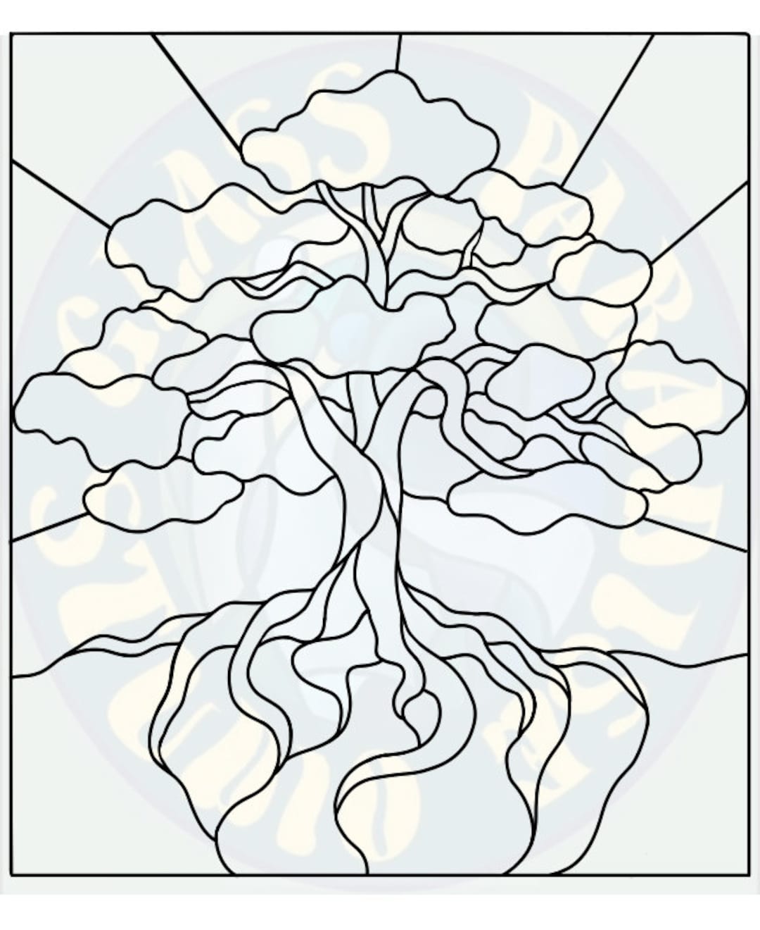 Live Oak Stained Glass Pattern PDF Digital File Stained Glass Tree ...