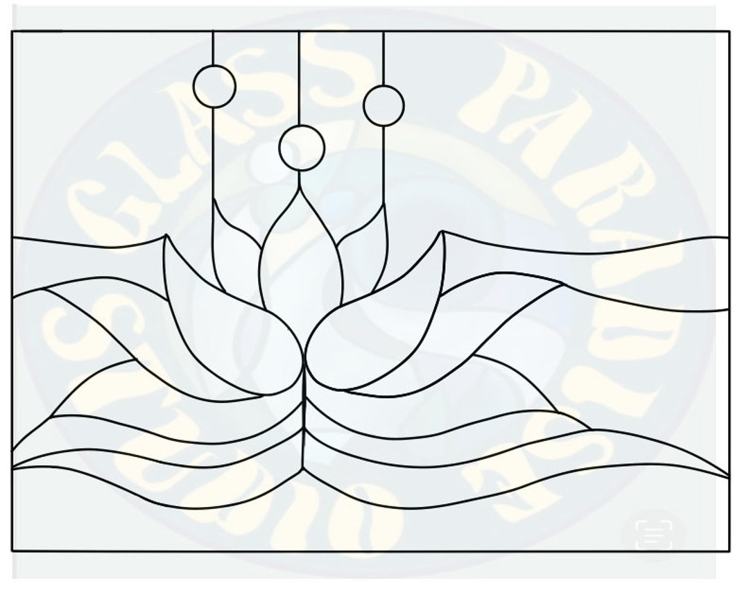 Water Lily Stained Glass Pattern PDF Digital File Lotus Blossom