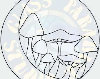 Mushroom's on the Moon Stained Glass Pattern Fichier numérique PDF