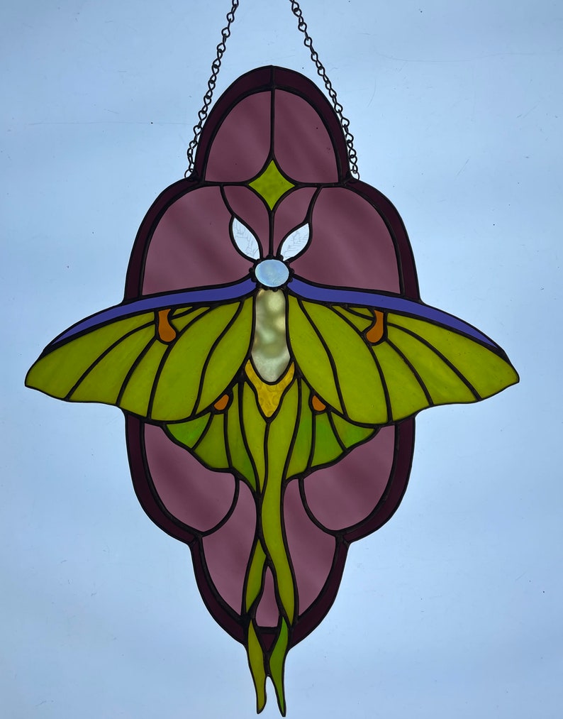 Nouveau Luna Moth Stained Glass Pattern PDF Digital File - Etsy