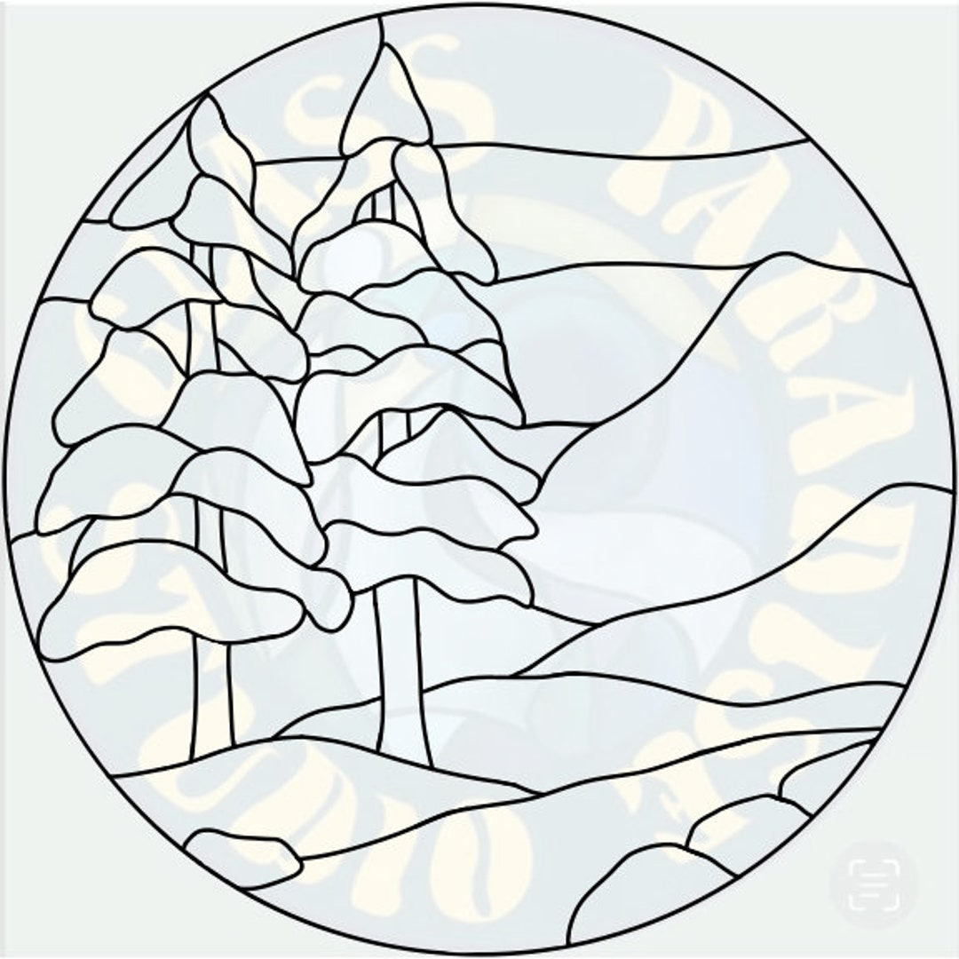 Forest Stream Stained Glass Pattern PDF Digital File- Circle and ...
