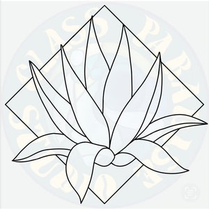Square Agave stained glass pattern PDF digital file