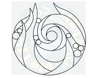 The Wave stained glass pattern PDF, PNG digital file