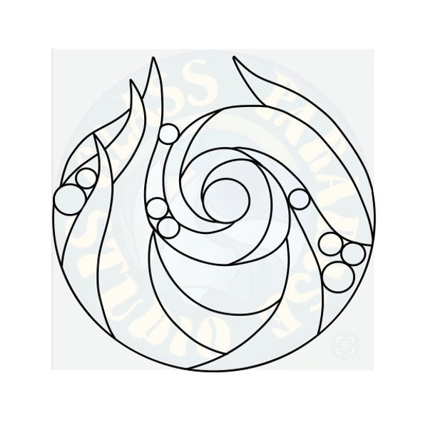 波のステンドグラス模様 PDF、PNG デジタルファイル