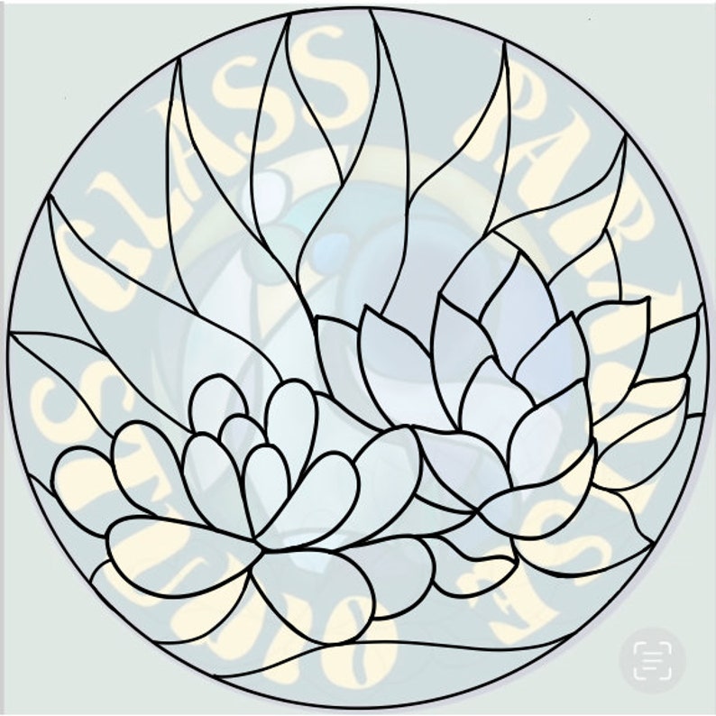Succulents Stained Glass Pattern PDF Digital File/2 Versions Etsy