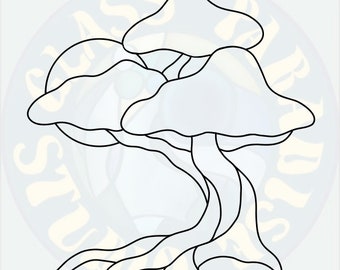 Bonsai Stained glass pattern PDF digital file 2 versions