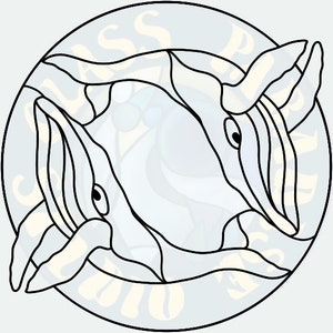 Whale circle stained glass pattern PDF/PNG digital file |whale Glass Suncatcher | Digital File