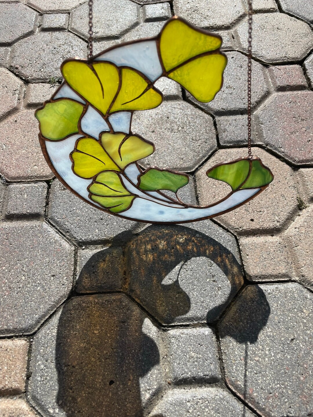 8 Ginkgo Leaves Suncatcher Stained Glass Etsy