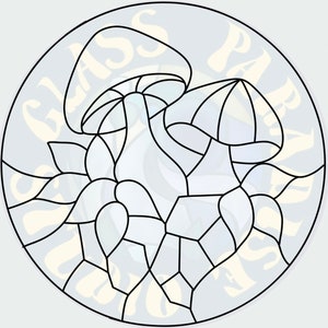 Patrón de vidrieras de racimo de cristal de setas Archivo digital PDF