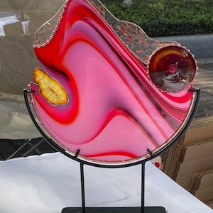 10” Mod Art stained glass with stand