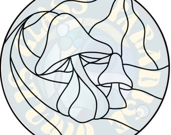 Funky champignon vitrail modèle fichier numérique PDF