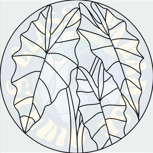 Patrón de vidrieras de planta Alocasia Archivo digital PDF