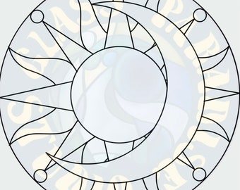 Sun and Moon Stained Glass Pattern PDF, Jpg, png, and psd  Digital File | Stained Glass sun/moon Suncatcher | Digital Pattern