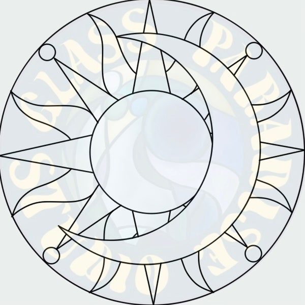 Sun and Moon Stained Glass Pattern PDF, Jpg, png, and psd  Digital File | Stained Glass sun/moon Suncatcher | Digital Pattern