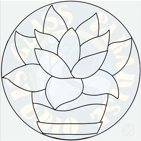 Potted succulent stained glass pattern PDF digital file