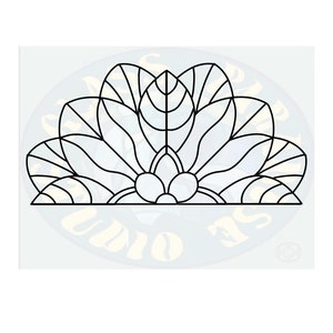 Könnte beinhalten: Schwarzweißes Linienkunstdesign einer stilisierten Blume mit mehreren Blütenblättern. Das Design ist symmetrisch und hat eine kreisförmige Form.