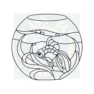 Fish bowl stained glass pattern digital file PDF