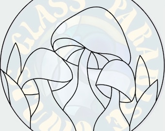 Fichier numérique PDF motif vitrail en grappe de champignons
