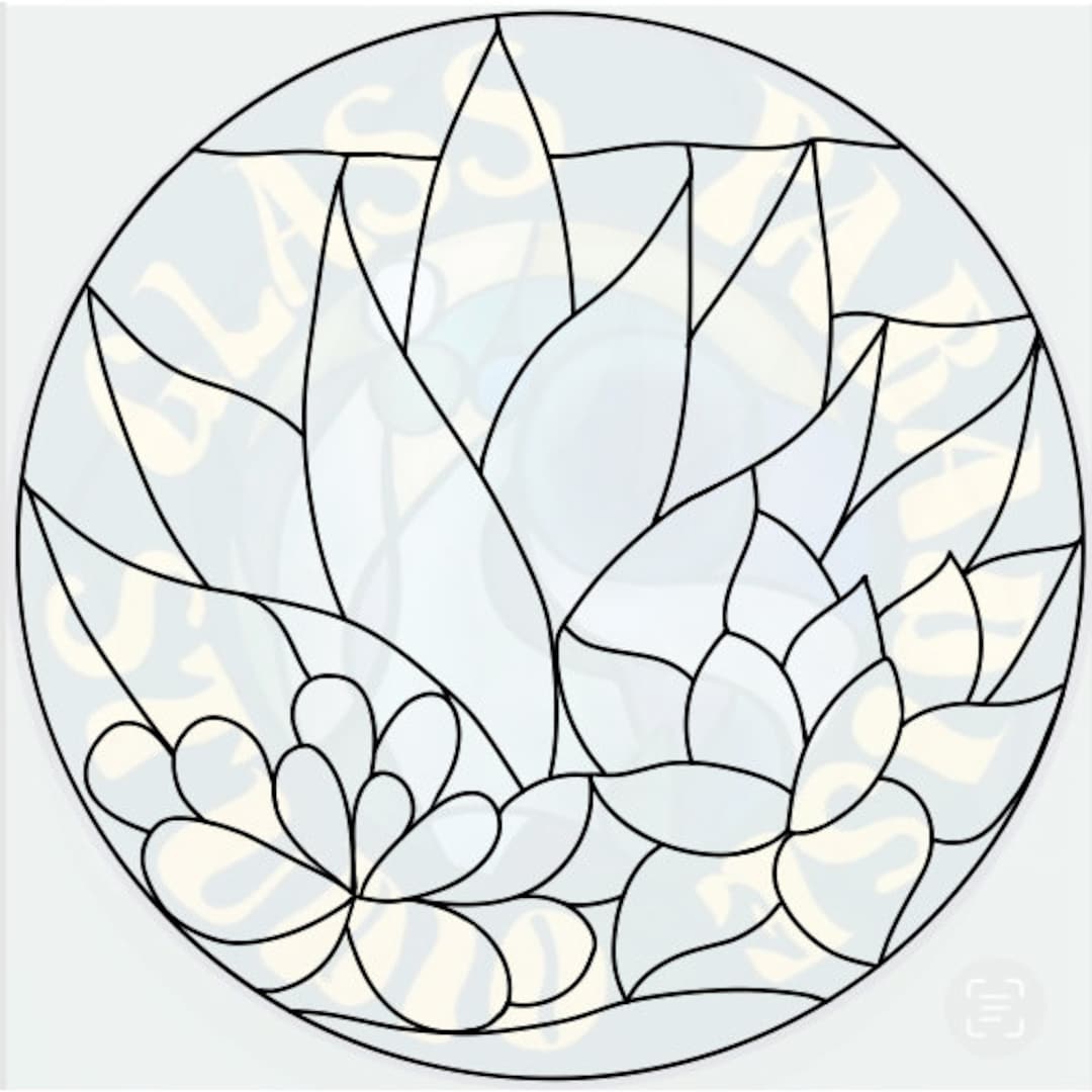 Succulents Stained Glass Pattern PDF Digital File/2 Versions Included