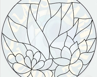 多肉植物のステンドグラスパターン PDF デジタルファイル/2 バージョンが含まれています