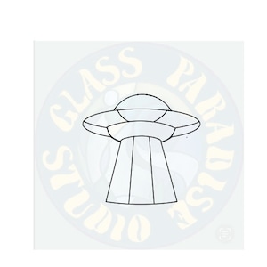 UFO simple Stained Glass Pattern Pdf Digital File | Stained Glass Flying Saucer Suncatcher | Digital Pattern