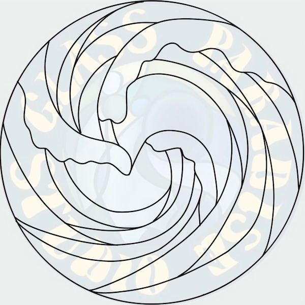 波のステンドグラスのパターン PDF、PNG、psd、jpg デジタル ファイル