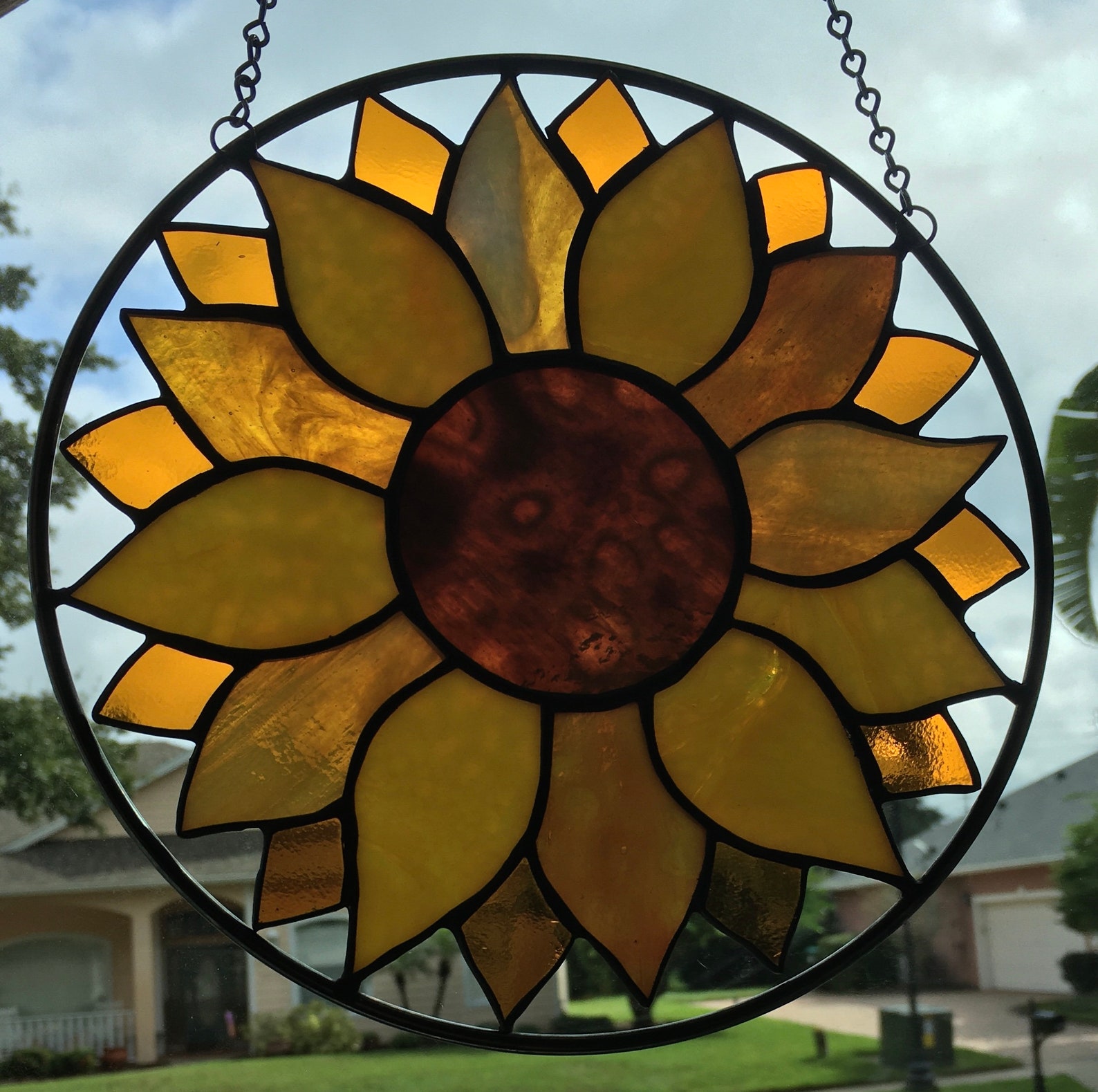 2 Versions-sunflower Stained Glass Pattern PDF Digital File - Etsy