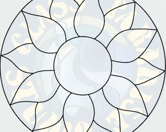 2 versiones: Patrón de vitral de girasol (archivo digital PDF) / Atrapasueños de flores / Patrón digital / Arte de girasol