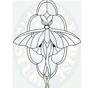 Nouveau Luna moth Stained Glass Pattern PDF Digital File
