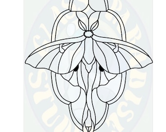 Nouveau Luna Moth Stained Glass Pattern PDF Digital File - Etsy