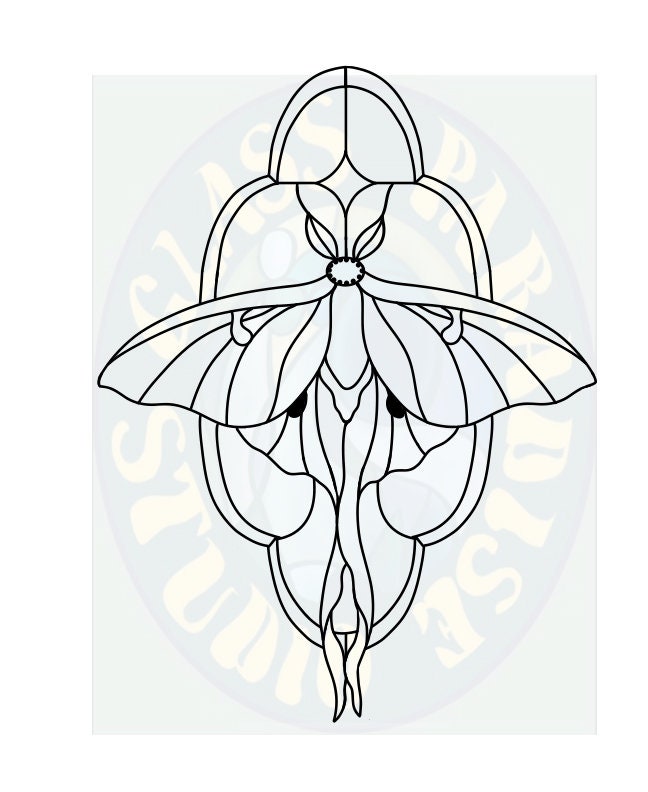 Nouveau Luna Moth Stained Glass Pattern PDF Digital File - Etsy UK