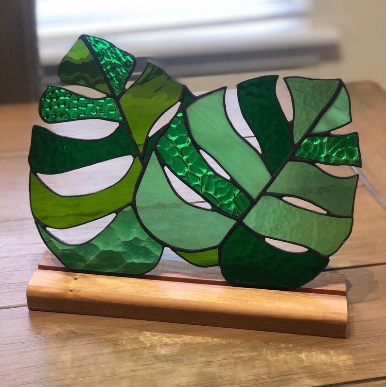 Monstera Leaves Stained Glass Pattern PDF Digital File Etsy