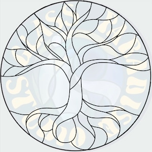 Tree of life Stained Glass Pattern PDF Digital File-Circle and square design | Stained Glass Tree Suncatcher | Digital Pattern