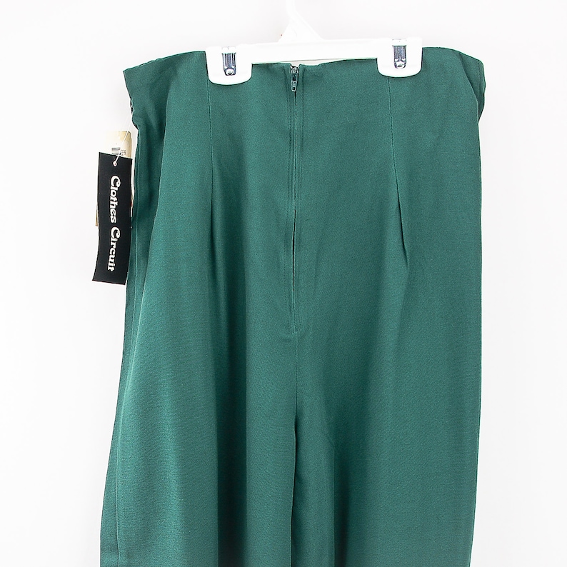 Vintage Size 9 Dark Green Rayon Pleated Pants With A Hollywood Waist 90s New Old Stock