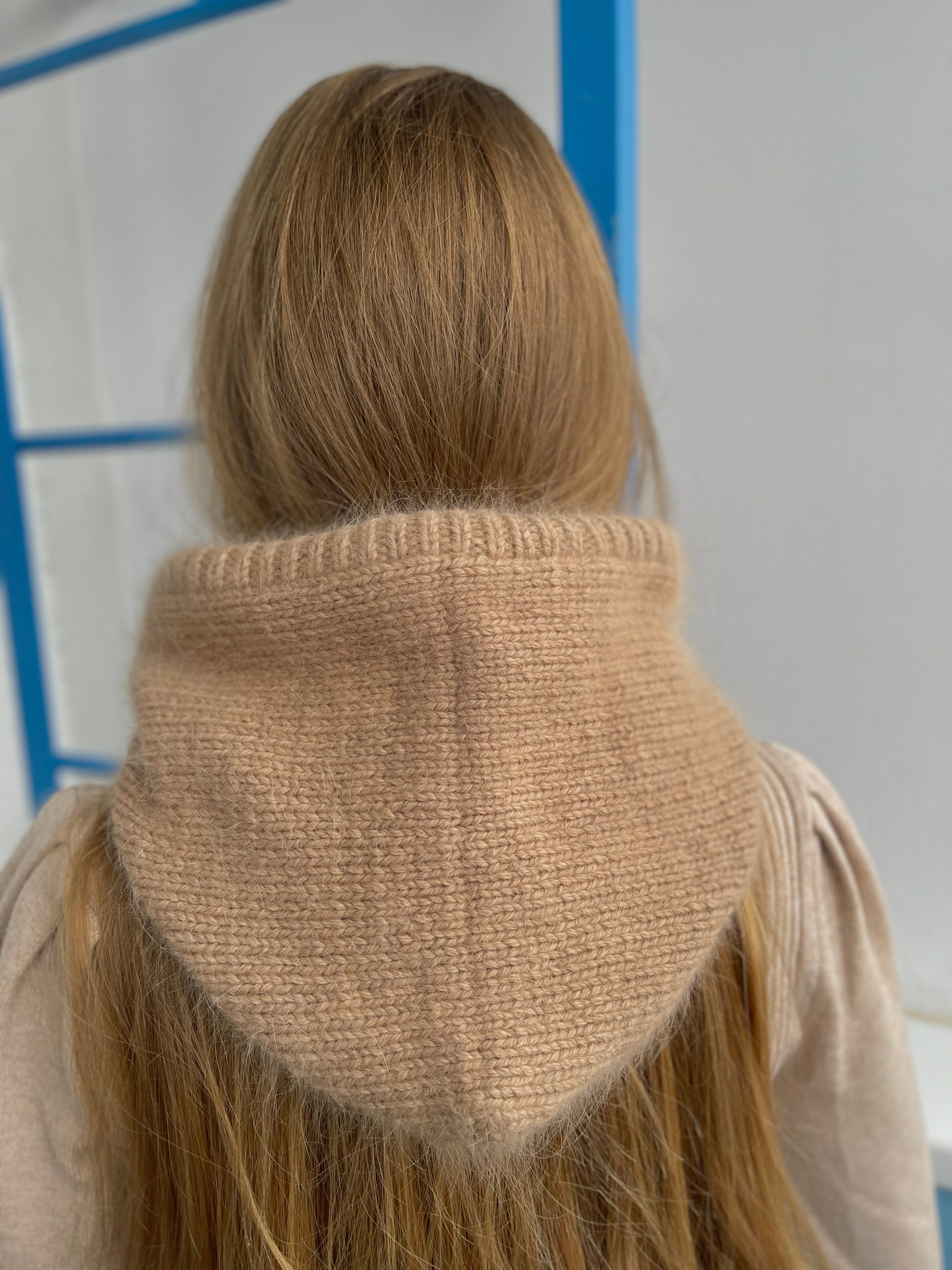 小物 deco depuis 1985 KNIT BALACLAVA beige Wool Balaclava Fluffy Hood Beige Wool Balaclava Hat Wool