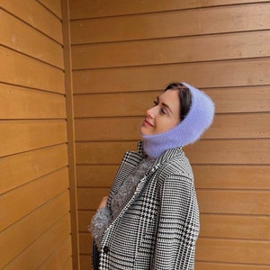 Bonnet en laine adulte lilas cagoule bonnet d'hiver cadeau pour elle cagoule en laine bonnet cagoule casque