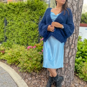 Mohair Strickjacke Wolle Strickjacke Frauen Braut Shrug Bolero Wolljacke Frauen Mohair Pullover Blau Strickmantel Hochzeit Strickjacke