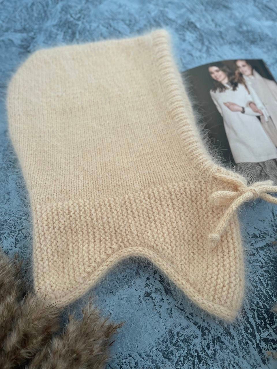 Wool Balaclava Fluffy Hood Beige Wool Balaclava Hat Wool