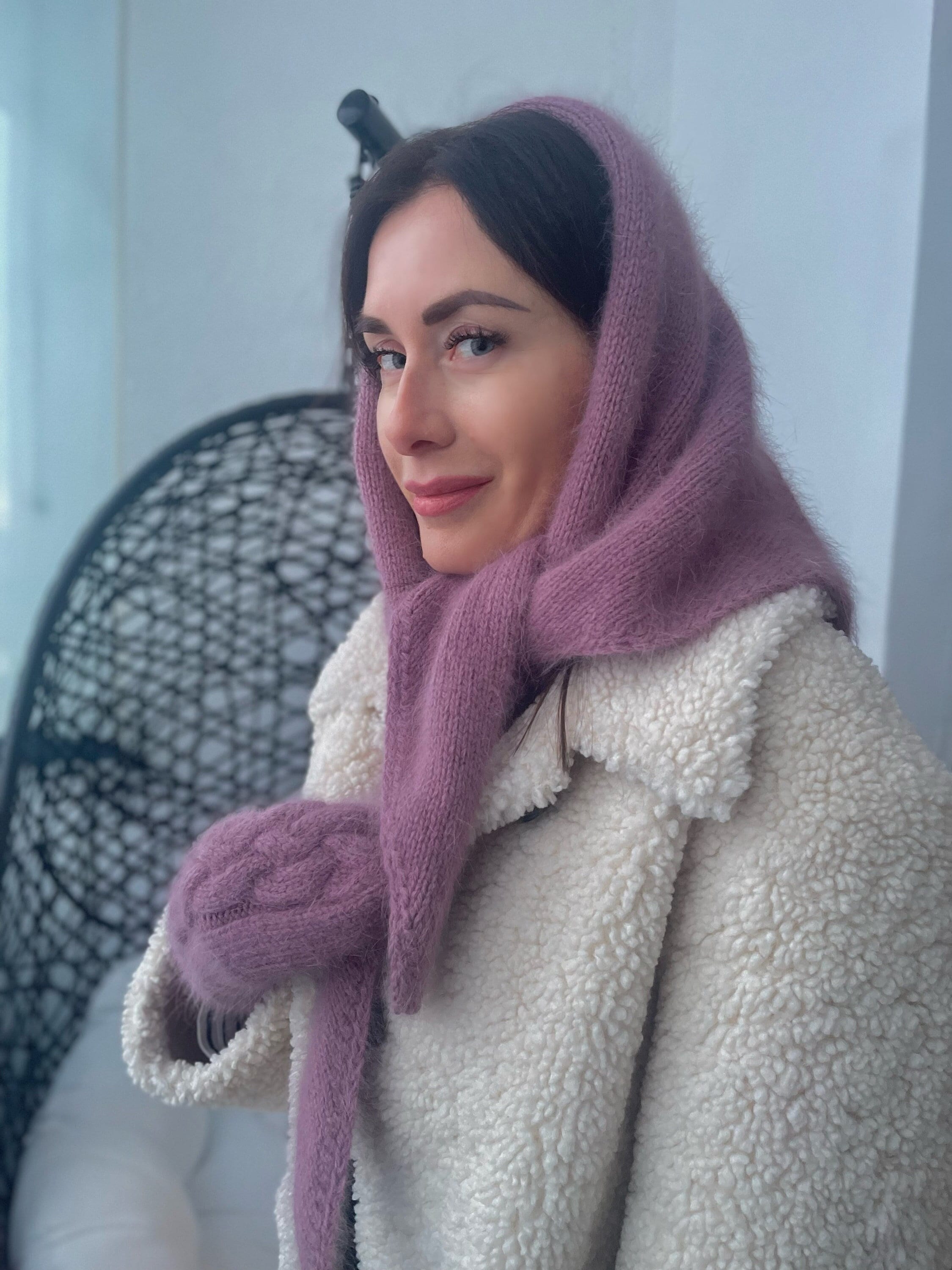 Triangle Head Scarf Angora Headscarf Headscarf Knitted Wool Triangle Head Scarf Angora Headscarf Headscarf Knitted Wool
