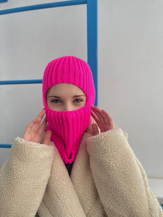 Passamontagna in lana da donna Balaclava Cappuccio merino con