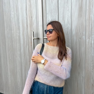 Rainbow mohair sweater Sheer delicate knit mohair and silk sweater  Knitted striped sweater Rainbow pride pullover Seamless sweater