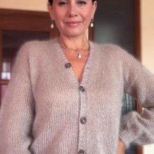 Handmade Mohair Silk Cardigan: Cozy V-Neck Knit Sweater