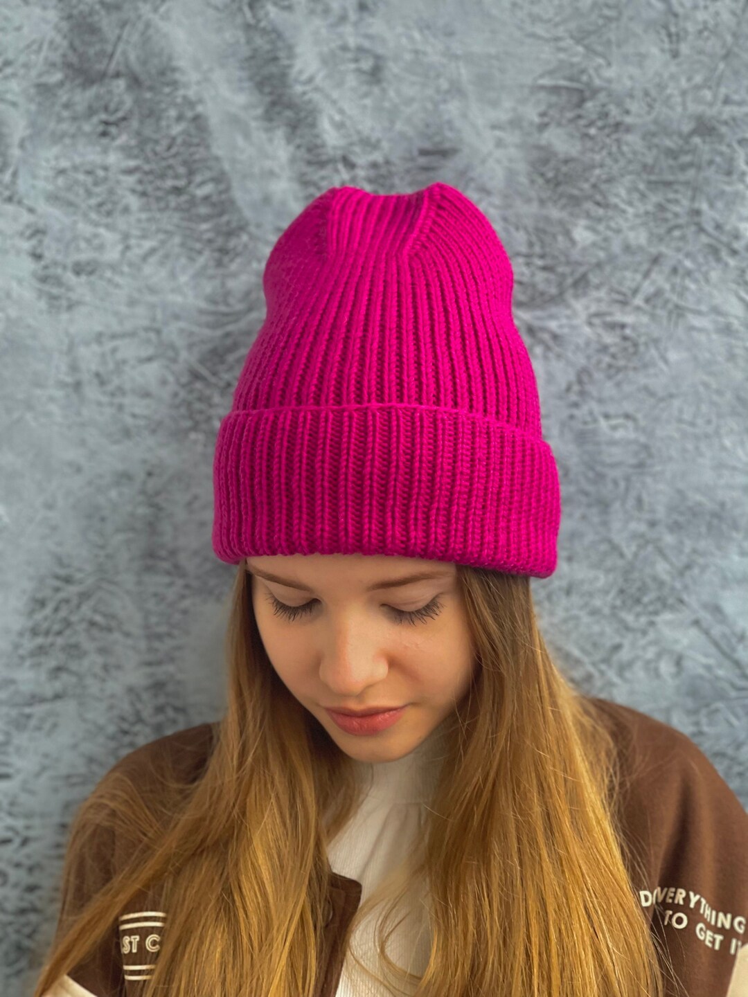 épine paris ribbon zip knit pink Pink Hat Neon Pink Beanie Running Beanie Hat Knitted Hat