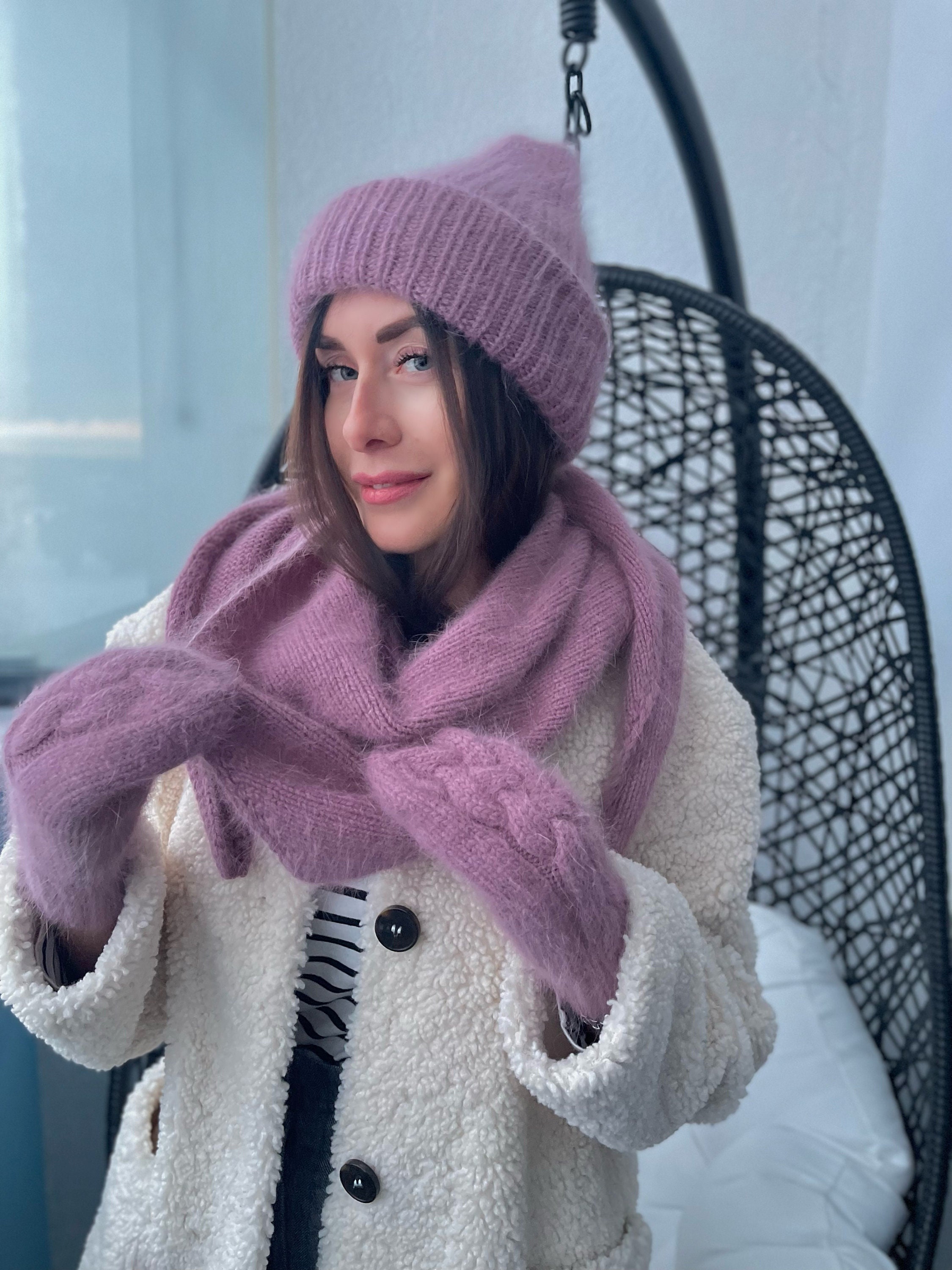 Woolen Yarn Long Scarf Hat Gloves Very Warm 3 in 1 Set-Wear Warm Combination Set-Winter Warm Wear Accessories 