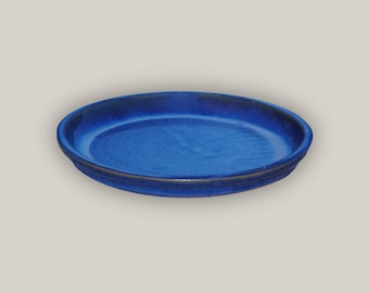 Round | Blue Ceramic Plant Saucer - Premium Handcrafted with a Beautiful, Durable Protective Finish - Sizes 8"-24" - Free Shipping